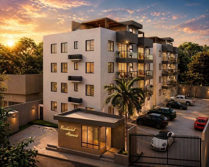 Fachada Apartamentos en Planos en Venta – Gurabo, Santiago de los Caballeros